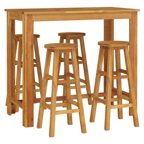 Ensemble de bar de jardin 5 pcs bois d'acacia solide - Photo n°3; ?>