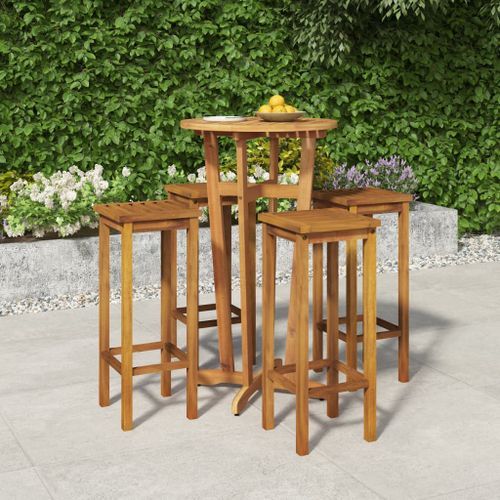 Ensemble de bar de jardin 5 pcs bois d'acacia solide - Photo n°2; ?>