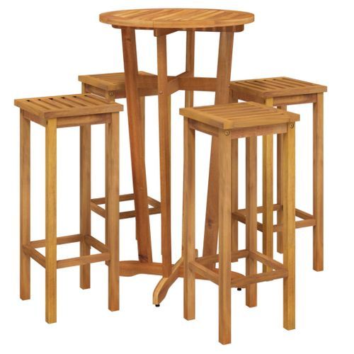 Ensemble de bar de jardin 5 pcs bois d'acacia solide - Photo n°3; ?>