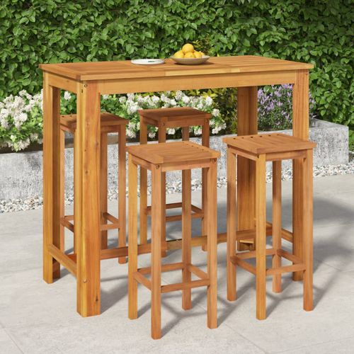 Ensemble de bar de jardin 5 pcs bois d'acacia solide - Photo n°2; ?>