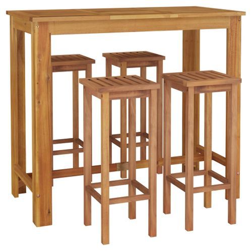 Ensemble de bar de jardin 5 pcs bois d'acacia solide - Photo n°3; ?>