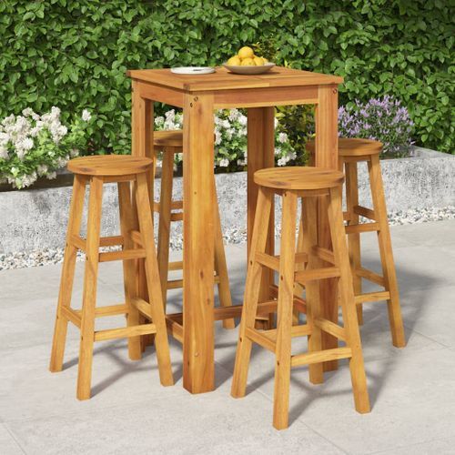 Ensemble de bar de jardin 5 pcs bois d'acacia solide - Photo n°2; ?>