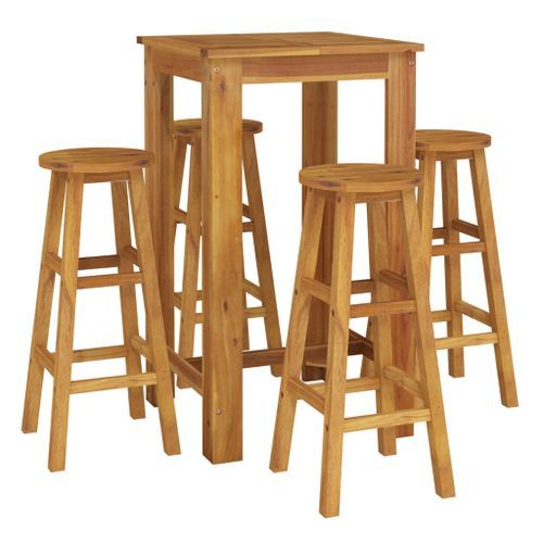 Ensemble de bar de jardin 5 pcs bois d'acacia solide - Photo n°3; ?>