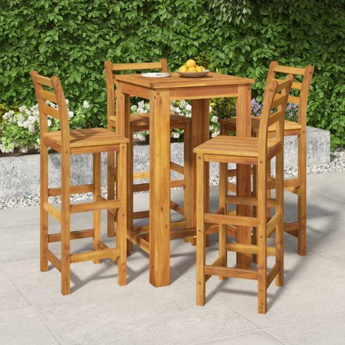 Ensemble de bar de jardin 5 pcs bois d'acacia solide - Photo n°2; ?>