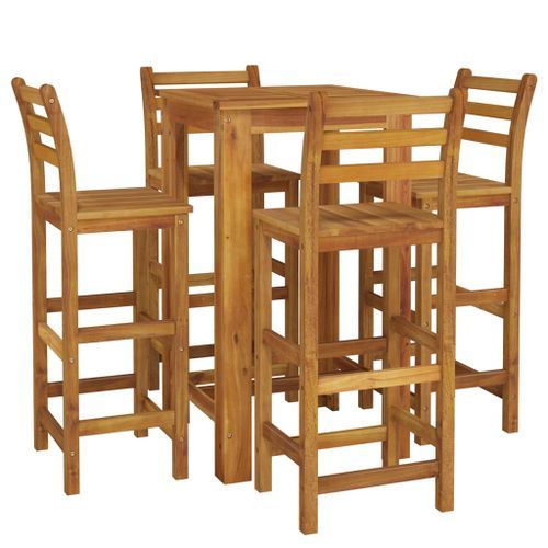 Ensemble de bar de jardin 5 pcs bois d'acacia solide - Photo n°3; ?>