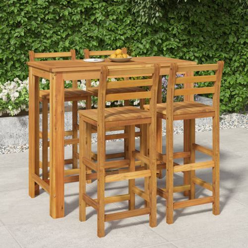 Ensemble de bar de jardin 5 pcs bois d'acacia solide - Photo n°2; ?>