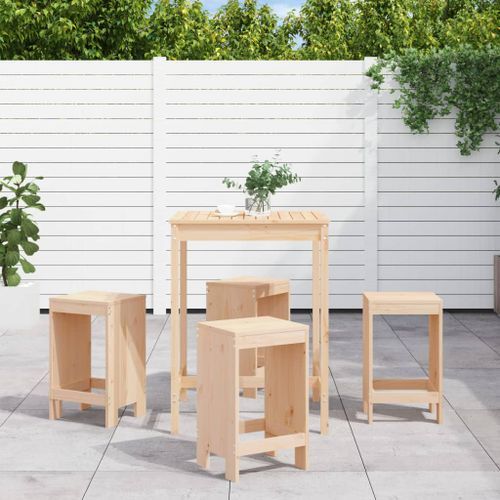 Ensemble de bar de jardin 5 pcs bois de pin massif - Photo n°2; ?>