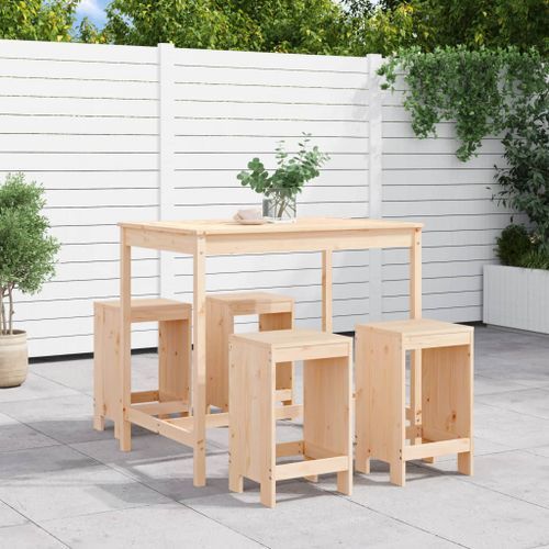 Ensemble de bar de jardin 5 pcs bois de pin massif - Photo n°2; ?>