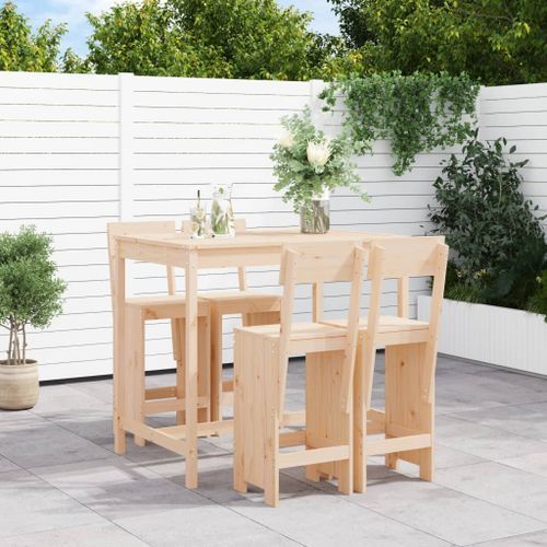 Ensemble de bar de jardin 5 pcs bois de pin massif - Photo n°2; ?>