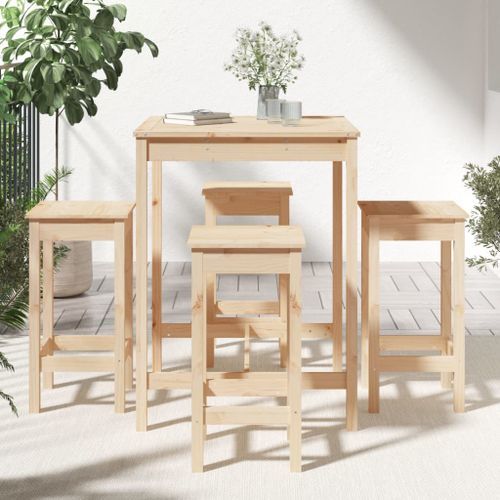 Ensemble de bar de jardin 5 pcs bois de pin massif - Photo n°3; ?>