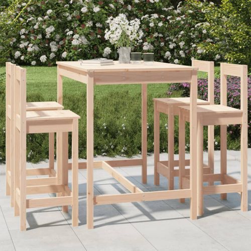 Ensemble de bar de jardin 5 pcs bois de pin massif - Photo n°2; ?>