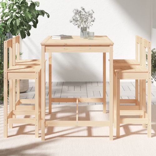 Ensemble de bar de jardin 5 pcs bois de pin massif - Photo n°3; ?>