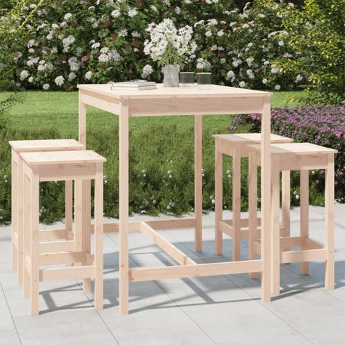 Ensemble de bar de jardin 5 pcs bois de pin massif - Photo n°2; ?>