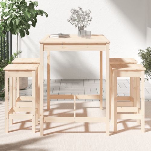 Ensemble de bar de jardin 5 pcs bois de pin massif - Photo n°3; ?>