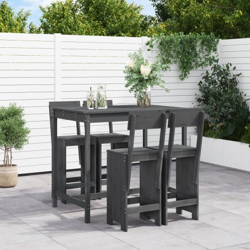 Ensemble de bar de jardin 5 pcs gris bois de pin massif - Photo n°2; ?>