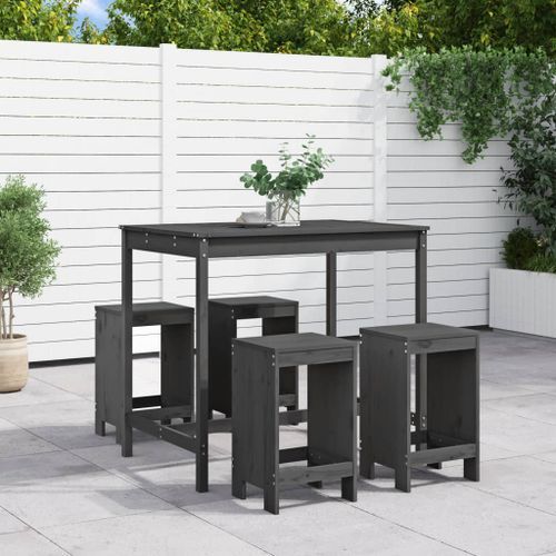 Ensemble de bar de jardin 5 pcs gris bois de pin massif - Photo n°2; ?>