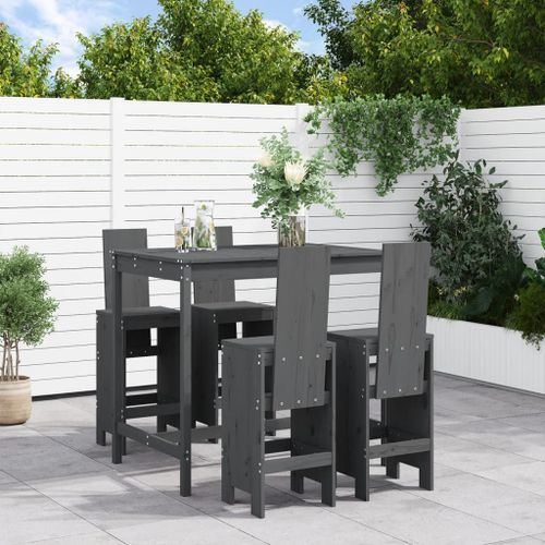 Ensemble de bar de jardin 5 pcs gris bois de pin massif - Photo n°2; ?>