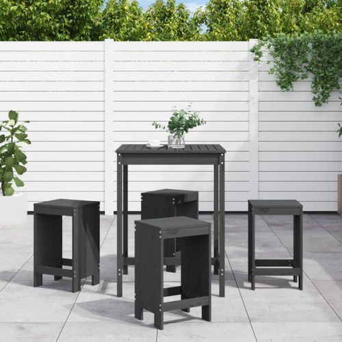 Ensemble de bar de jardin 5 pcs gris bois de pin massif - Photo n°2; ?>