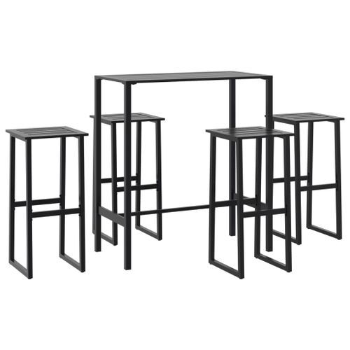 Ensemble de bar de jardin 5 pcs noir acier enduit de poudre - Photo n°2; ?>