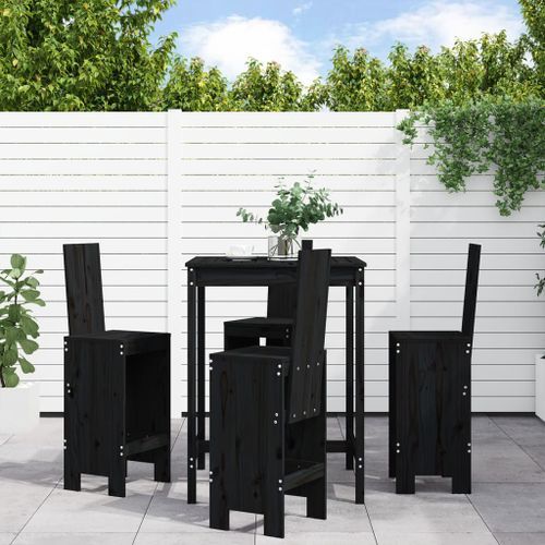 Ensemble de bar de jardin 5 pcs noir bois de pin massif - Photo n°2; ?>