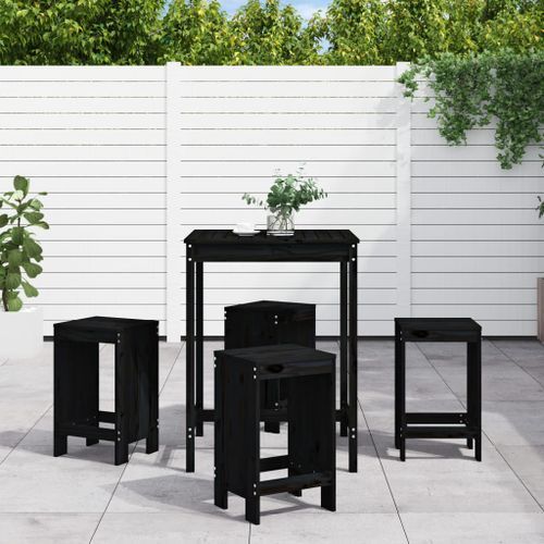 Ensemble de bar de jardin 5 pcs noir bois de pin massif - Photo n°2; ?>