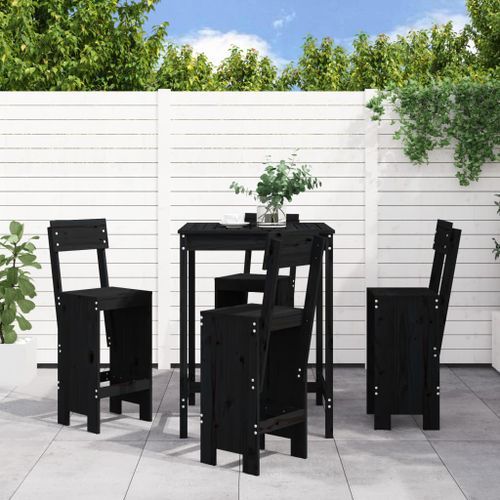 Ensemble de bar de jardin 5 pcs noir bois de pin massif - Photo n°2; ?>