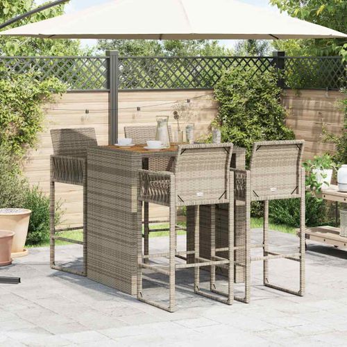 Ensemble de bar de jardin 5 pcs sans coussins gris poly rotin - Photo n°3; ?>