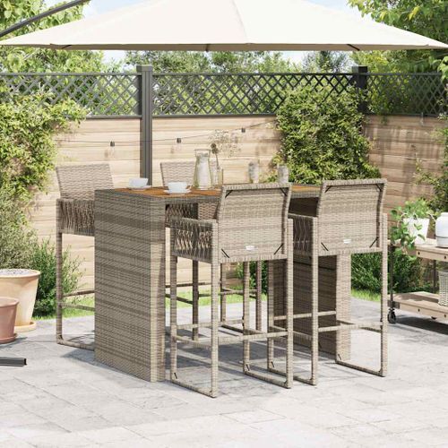 Ensemble de bar de jardin 5 pcs sans coussins gris poly rotin - Photo n°3; ?>