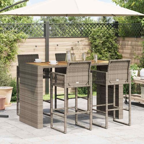 Ensemble de bar de jardin 5 pcs sans coussins gris poly rotin - Photo n°3; ?>