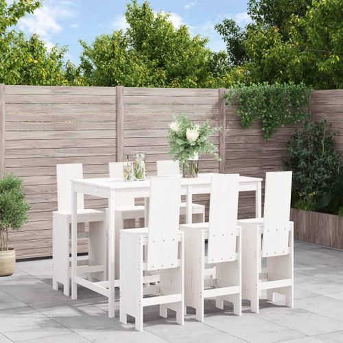 Ensemble de bar de jardin 7 pcs blanc bois de pin massif - Photo n°2; ?>