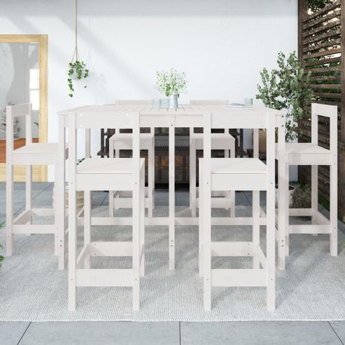 Ensemble de bar de jardin 7 pcs blanc bois de pin massif - Photo n°3; ?>