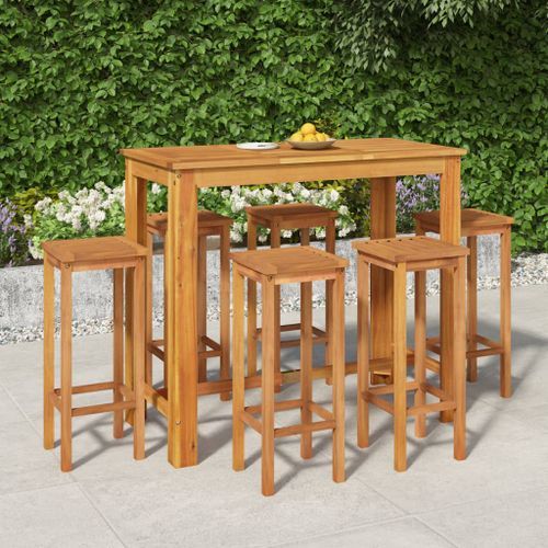 Ensemble de bar de jardin 7 pcs bois d'acacia solide - Photo n°2; ?>