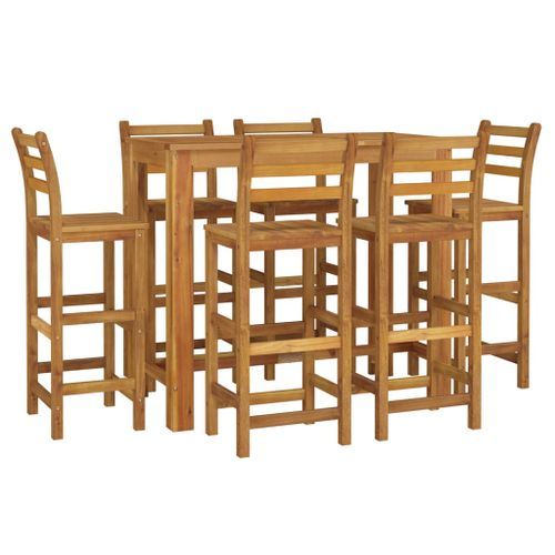 Ensemble de bar de jardin 7 pcs bois d'acacia solide - Photo n°3; ?>