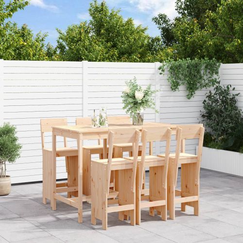 Ensemble de bar de jardin 7 pcs Bois de pin massif - Photo n°2; ?>