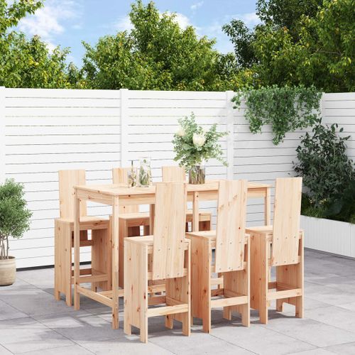 Ensemble de bar de jardin 7 pcs Bois de pin massif - Photo n°2; ?>