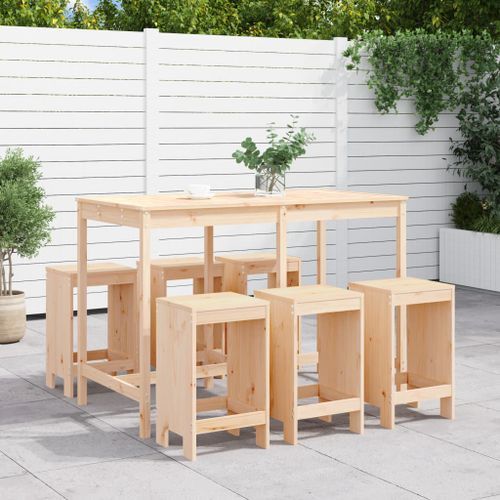 Ensemble de bar de jardin 7 pcs Bois de pin massif - Photo n°2; ?>