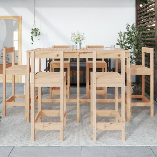 Ensemble de bar de jardin 7 pcs Bois de pin massif - Photo n°3; ?>