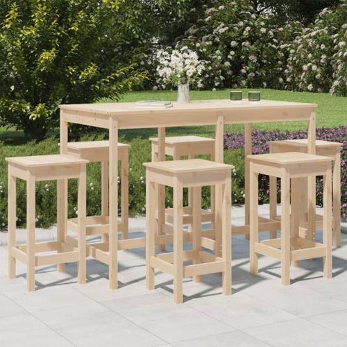 Ensemble de bar de jardin 7 pcs Bois de pin massif - Photo n°2; ?>