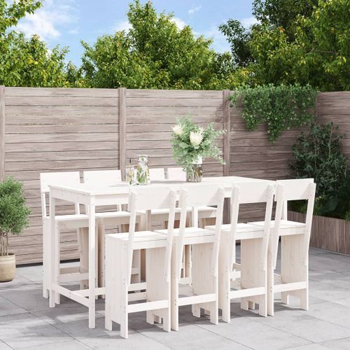 Ensemble de bar de jardin 9 pcs blanc bois de pin massif - Photo n°2; ?>