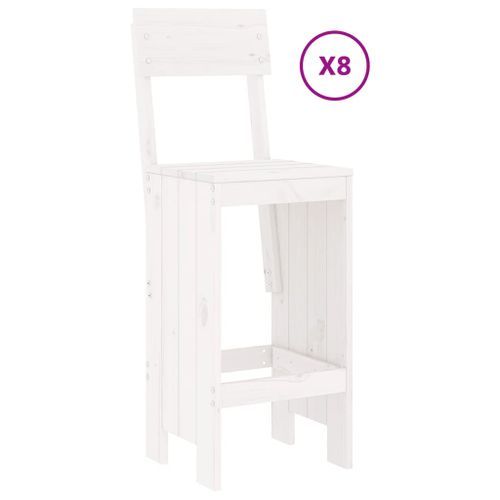 Ensemble de bar de jardin 9 pcs blanc bois de pin massif - Photo n°3; ?>