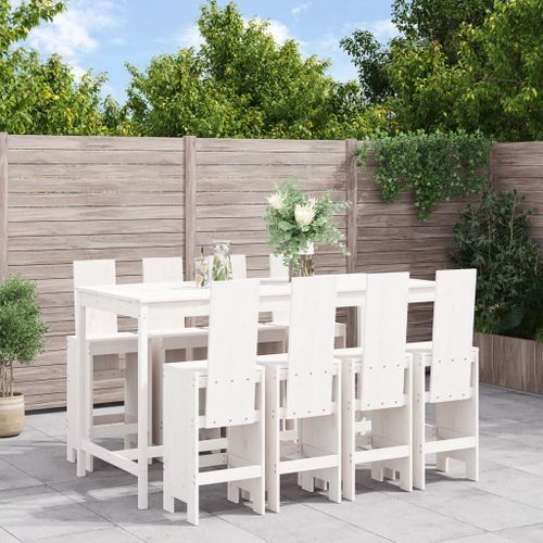 Ensemble de bar de jardin 9 pcs blanc bois de pin massif - Photo n°2; ?>