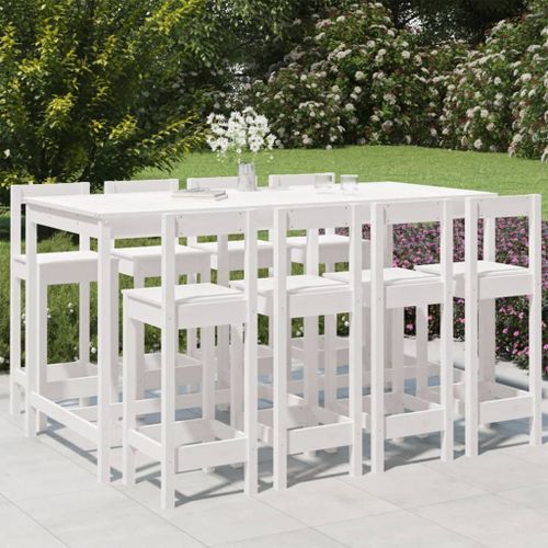 Ensemble de bar de jardin 9 pcs blanc bois de pin massif - Photo n°2; ?>