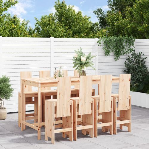 Ensemble de bar de jardin 9 pcs Bois de pin massif - Photo n°2; ?>