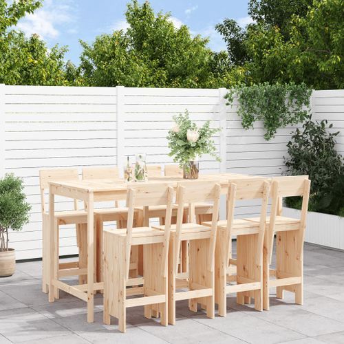 Ensemble de bar de jardin 9 pcs Bois de pin massif - Photo n°2; ?>