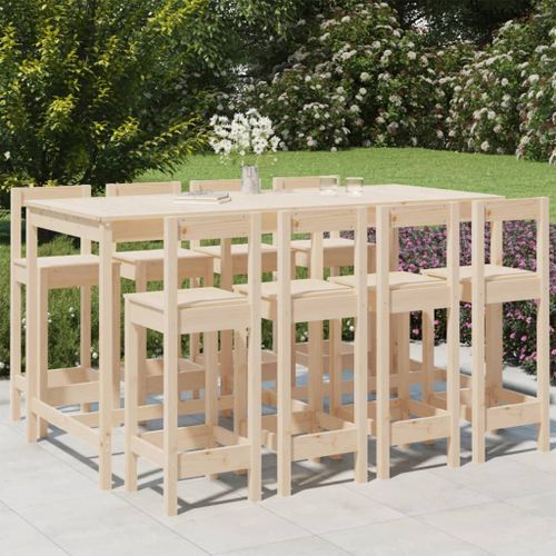 Ensemble de bar de jardin 9 pcs Bois de pin massif - Photo n°2; ?>