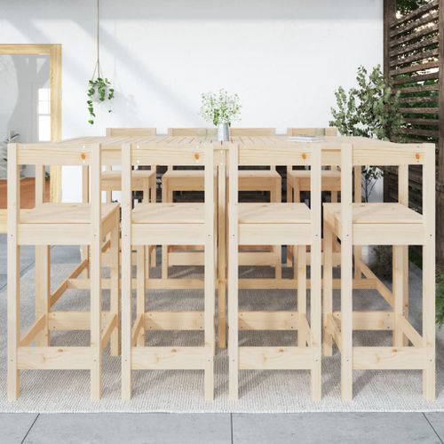 Ensemble de bar de jardin 9 pcs Bois de pin massif - Photo n°3; ?>