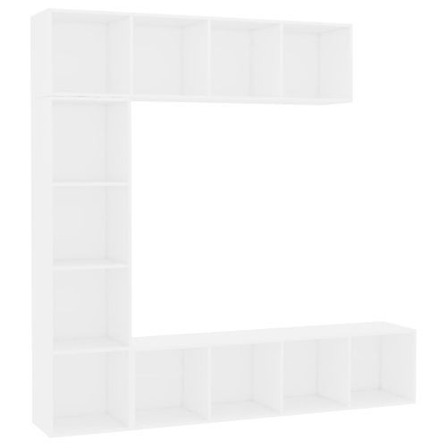 Ensemble de bibliothèque/meuble TV 3 pcs Blanc 180x30x180 cm - Photo n°2; ?>