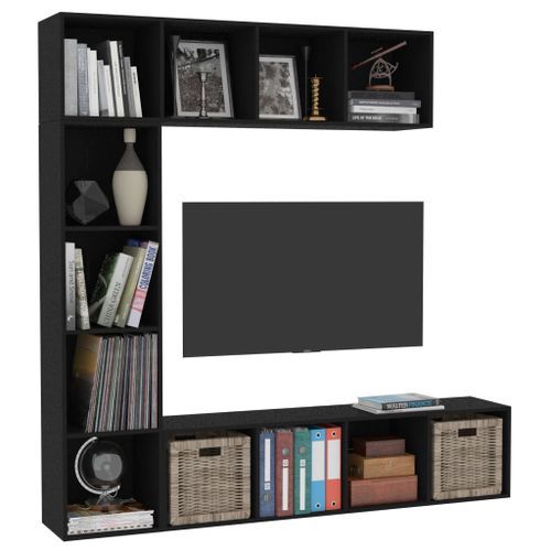 Ensemble de bibliothèque/meuble TV 3 pcs Noir 180x30x180 cm - Photo n°3; ?>