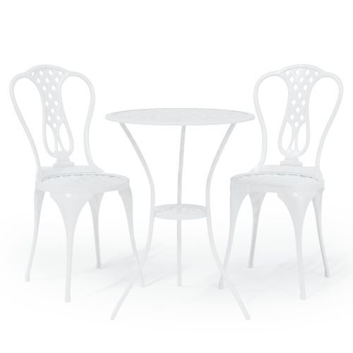 Ensemble de bistro 3 pcs Aluminium coulé Blanc - Photo n°2; ?>