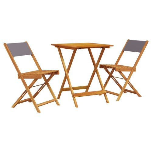 Ensemble de bistro 3 pcs anthracite tissu et bois massif - Photo n°2; ?>